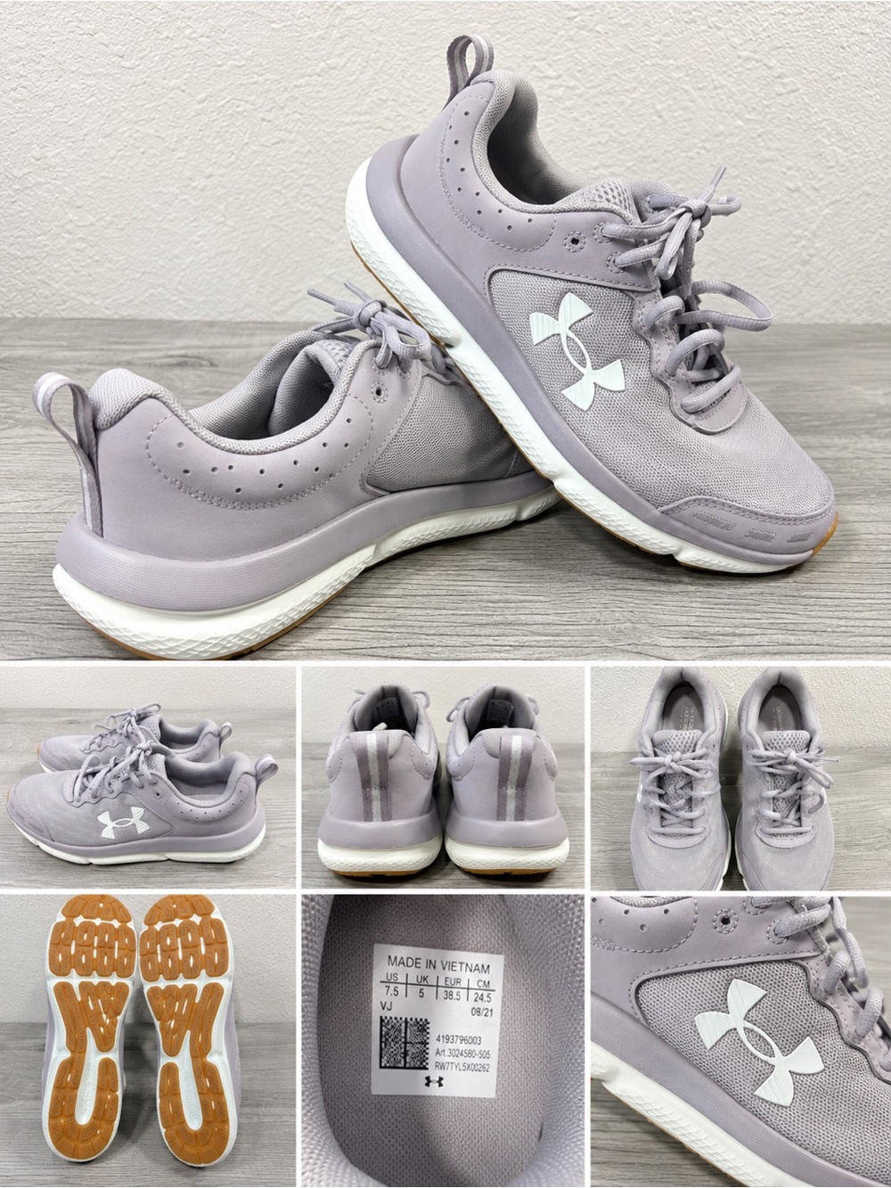 Under Armour Charged Lavender Running Sneakers Women’s Size 9